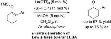 Graphical abstract: Development of a new Lewis base-tolerant chiral LBA and its application to catalytic asymmetric protonation reaction
