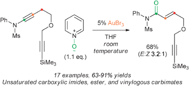 Graphical abstract: Site-specific introduction of gold-carbenoids by intermolecular oxidation of ynamides or ynol ethers