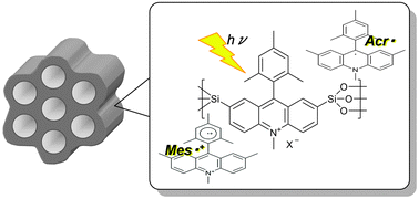 Graphical abstract: Mesostructured organosilica with a 9-mesityl-10-methylacridinium bridging unit: photoinduced charge separation in the organosilica framework