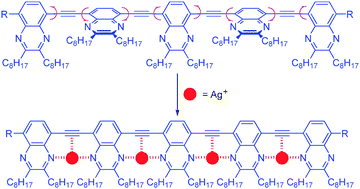 Graphical abstract: Oligo(quinoxalineethynylene)s: synthesis, properties, and Ag+-mediated complanation