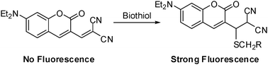 Graphical abstract: Coumarin–malonitrile conjugate as a fluorescence turn-on probe for biothiols and its cellular expression