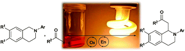 Graphical abstract: Dual catalysis: combining photoredox and Lewis base catalysis for direct Mannich reactions