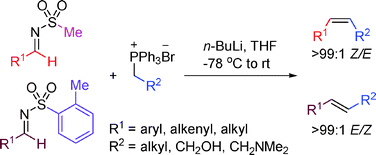 Graphical abstract: Tunable stereoselective alkene synthesis by treatment of activated imines with nonstabilized phosphonium ylides