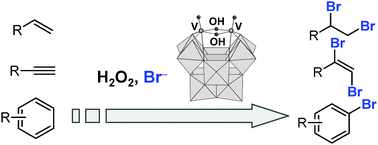 Graphical abstract: An efficient H2O2-based oxidative bromination of alkenes, alkynes, and aromatics by a divanadium-substituted phosphotungstate