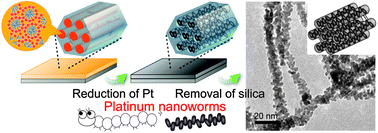 Graphical abstract: Pt nanoworms: creation of a bumpy surface on one-dimensional (1D) Pt nanowires with the assistance of surfactants embedded in mesochannels