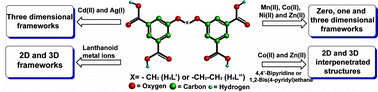 Graphical abstract: Coordination polymers of flexible tetracarboxylic acids with metal ions. II. Supramolecular assemblies of 5,5′-methylene- and 5,5′-(ethane-1,2-diyl)-bis(oxy)diisophthalic acid ligands with d-transition metals