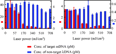 Graphical abstract: Selective decomposition of nucleic acids by laser irradiation on probe-tethered gold nanoparticles in solution