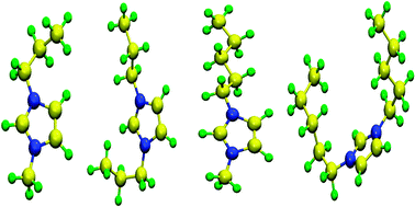 Graphical abstract: Molecular dynamics simulations of ionic liquid–vapour interfaces: effect of cation symmetry on structure at the interface