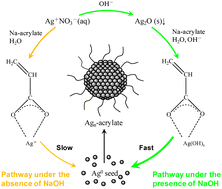 Graphical abstract: Role of base in the formation of silver nanoparticles synthesized using sodium acrylate as a dual reducing and encapsulating agent