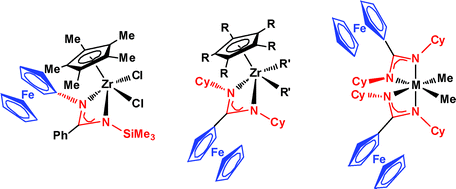Graphical abstract: Ti and Zr complexes of ferrocenyl amidinates