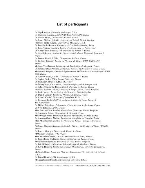 List of Participants