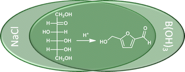 Graphical abstract: Synergy of boric acid and added salts in the catalytic dehydration of hexoses to 5-hydroxymethylfurfural in water