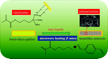 Graphical abstract: A rapid synthetic method for organic polymer-based monoliths in a room temperature ionic liquid medium via microwave-assisted vinylization and polymerization