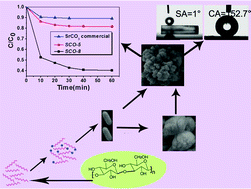 Graphical abstract: Glucosan controlled biomineralization of SrCO3 complex nanostructures with superhydrophobicity and adsorption properties