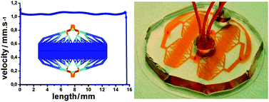 Graphical abstract: Design, modeling and characterization of microfluidic architectures for high flow rate, small footprint microfluidic systems