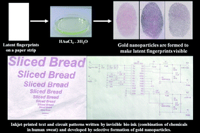 Graphical abstract: In situ growth of gold nanoparticles on latent fingerprints—from forensic applications to inkjet printed nanoparticle patterns