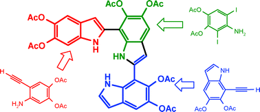 Graphical abstract: First synthetic entry to the trimer stage of 5,6-dihydroxyindole polymerization: ortho-alkynylaniline-based access to the missing 2,7′:2′,7′′-triindole