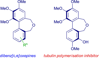 Graphical abstract: Tubulin-binding dibenz[c,e]oxepines as colchinol analogues for targeting tumour vasculature