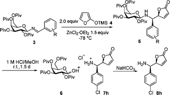 Graphical abstract: Highly efficient asymmetric vinylogous Mannich reaction induced by O-pivaloylated d-galactosylamine as the chiral auxiliary