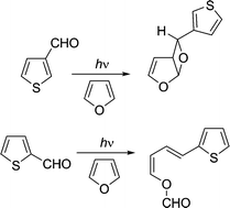 Graphical abstract: Paternò–Büchi reaction between furan and heterocyclic aldehydes: oxetane formation vs. metathesis