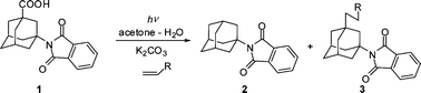 Graphical abstract: Photoinduced decarboxylation of 3-(N-phthalimido)adamantane-1-carboxylic acid and radical addition to electron deficient alkenes