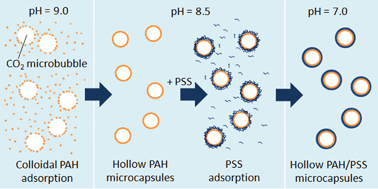 Graphical abstract: Size control of hollow poly-allylamine hydrochloride/poly-sodium styrene sulfonate microcapsules using the bubble template method