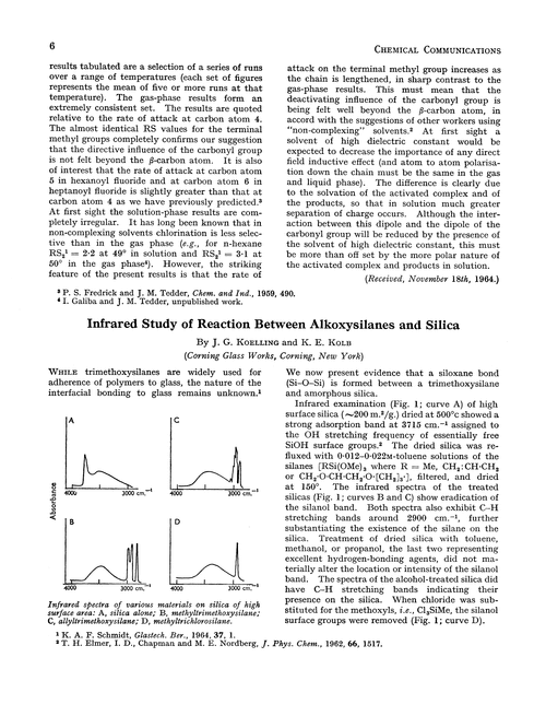 Infrared study of reaction between alkoxysilanes and silica