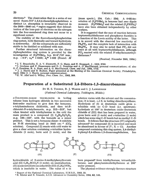 Preparation of a substituted 2,4-dibora-1,3-diazarobenzene