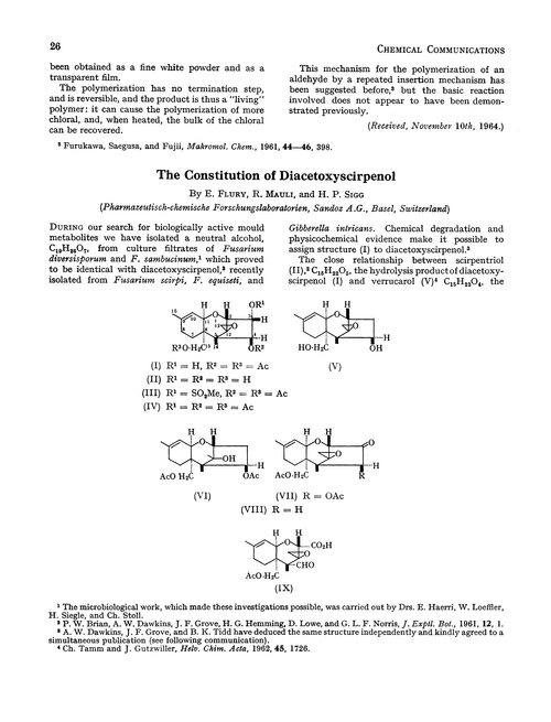 The constitution of diacetoxyscirpenol