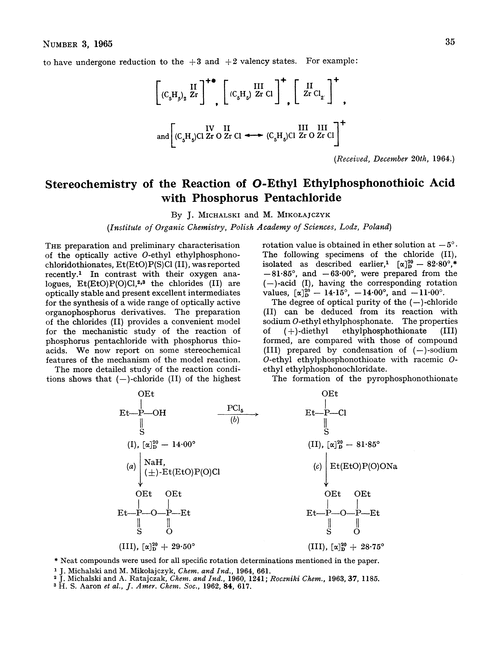 Stereochemistry of the reaction of O-ethyl ethylphosphonothioic acid with phosphorus pentachloride