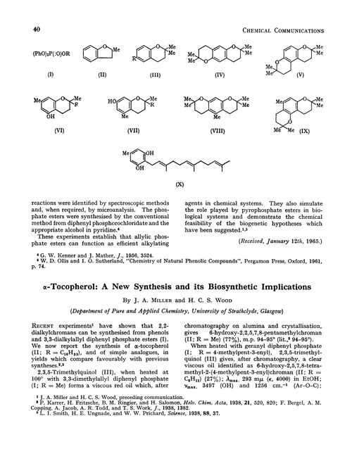 α-Tocopherol: a new synthesis and its biosynthetic implications