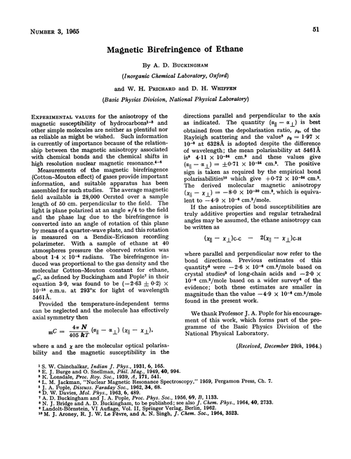 Magnetic birefringence of ethane
