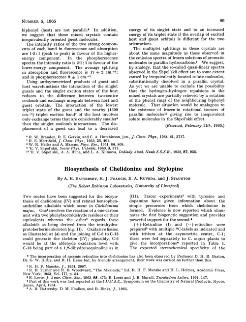 Biosynthesis of chelidonine and stylopine