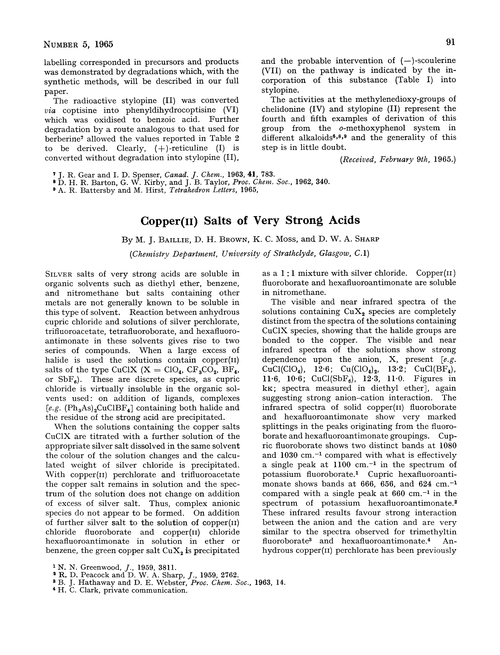 Copper(II) salts of very strong acids