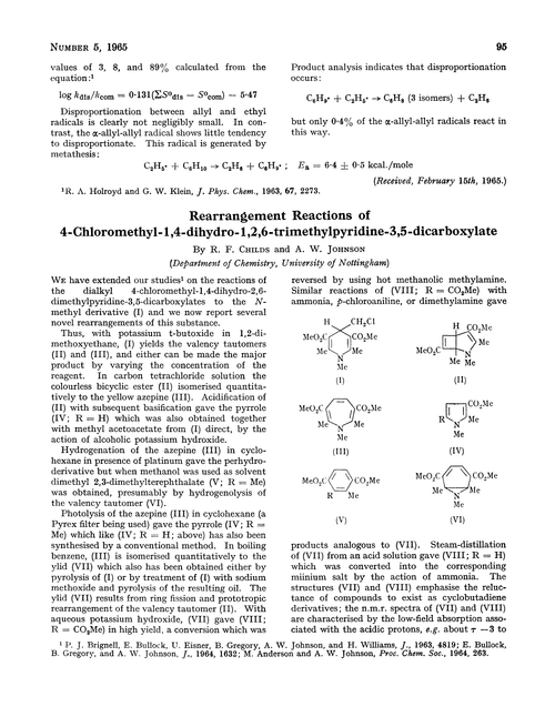 Rearrangement reactions of 4-chloromethyl-1,4-dihydro-1,2,6-trimethylpyridine-3,5-dicarboxylate