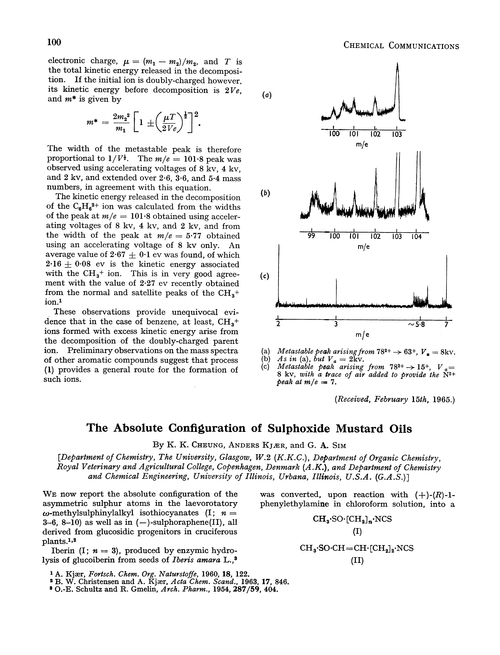 The absolute configuration of sulphoxide mustard oils