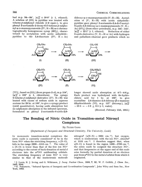 The bonding of nitric oxide in transition-metal nitrosyl complexes