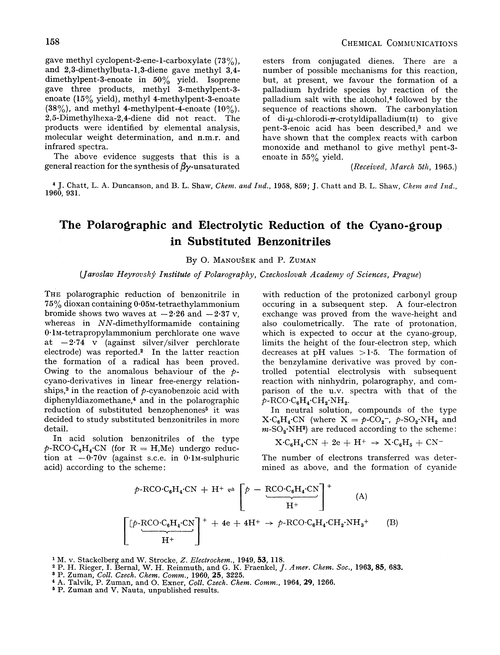 The polarographic and electrolytic reduction of the cyano-group in substituted benzonitriles