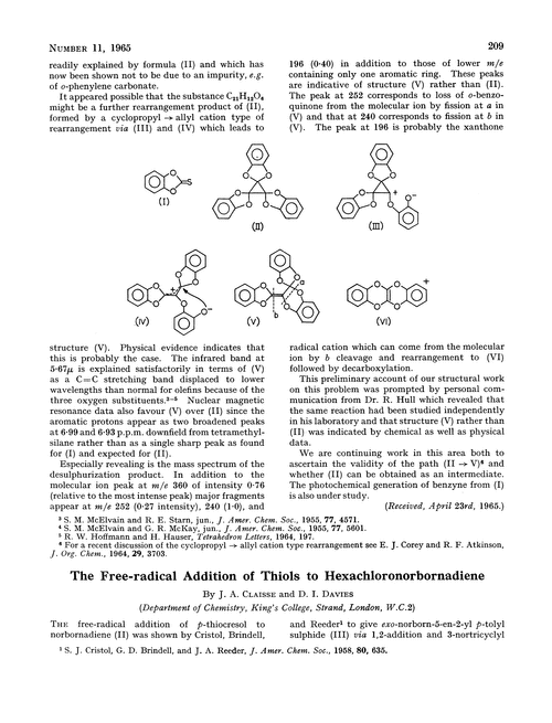 The free-radical addition of thiols to hexachloronorbornadiene