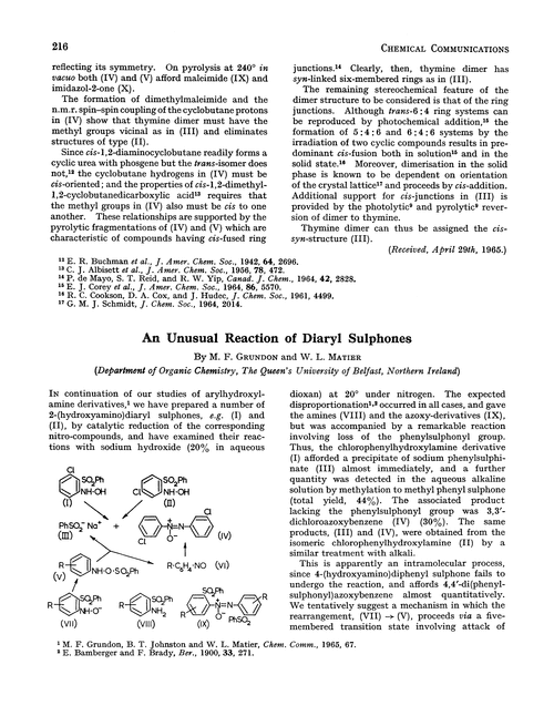 An unusual reaction of diaryl sulphones