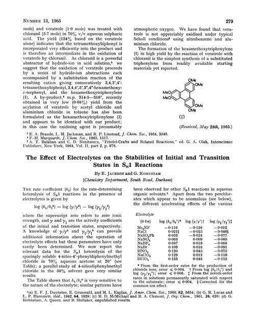 The effect of electrolytes on the stabilities of initial and transition states in SN1 reactions