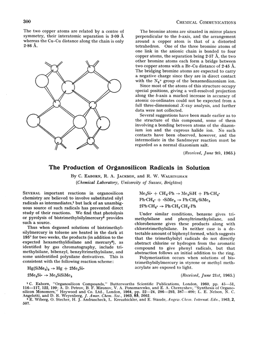The production of organosilicon radicals in solution