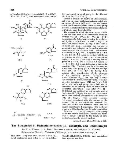 The structures of bishistidino-nickel(II), -cobalt(II), and -cadmium(II)