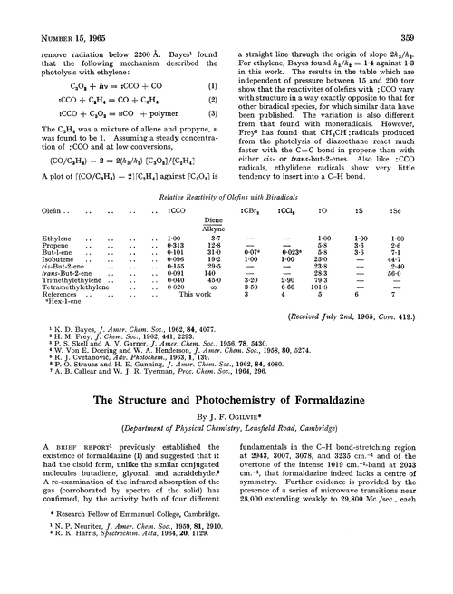 The structure and photochemistry of formaldazine