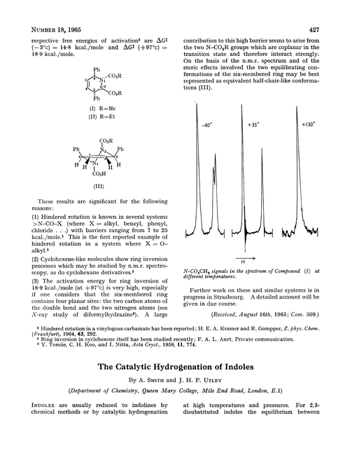 The catalytic hydrogenation of indoles