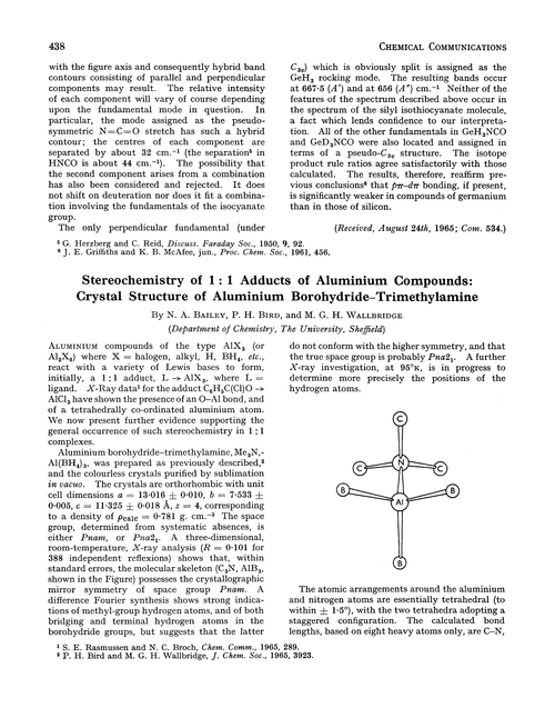 Stereochemistry of 1 : 1 adducts of aluminium compounds: crystal structure of aluminium borohydride–trimethylamine