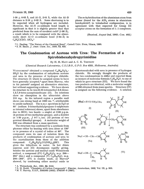 The condensation of acetone with urea: the formation of a spirobishexahydropyrimidine