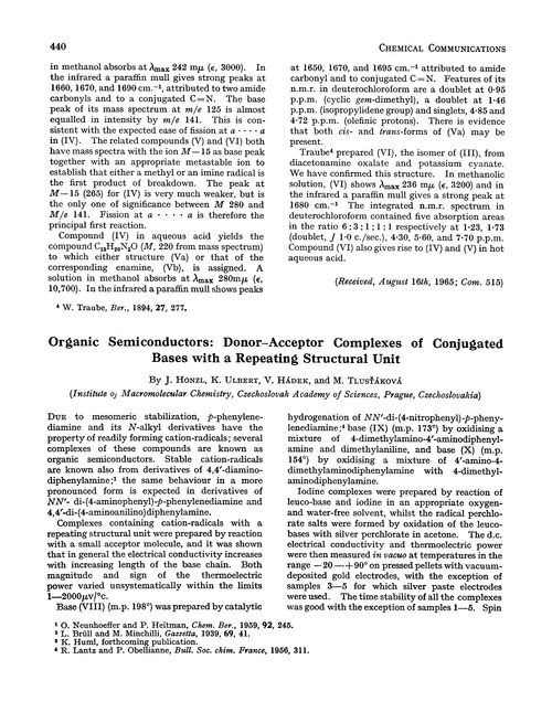 Organic semiconductors: donor–acceptor complexes of conjugated based with a repeating structural unit