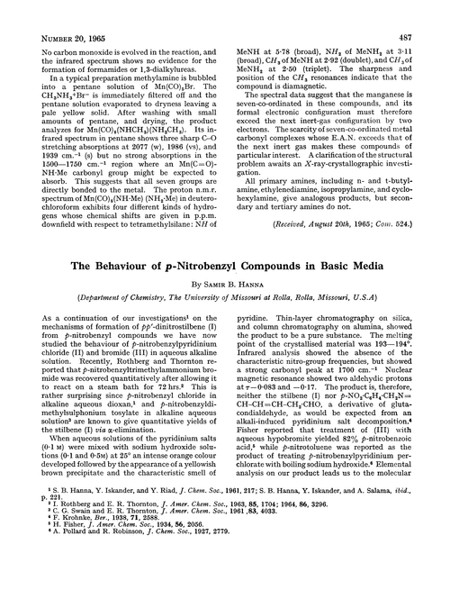 The behaviour of p-nitrobenzyl compounds in basic media