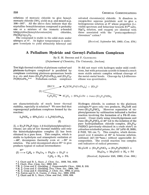 A palladium hydride and germyl–palladium complexes